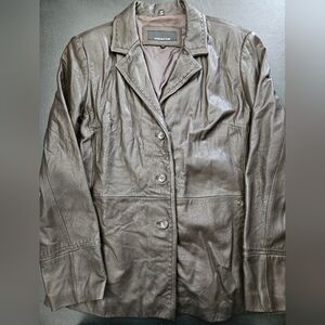 NWOT - Jones New York Leather 3 Button Brown Jacket - Size XL